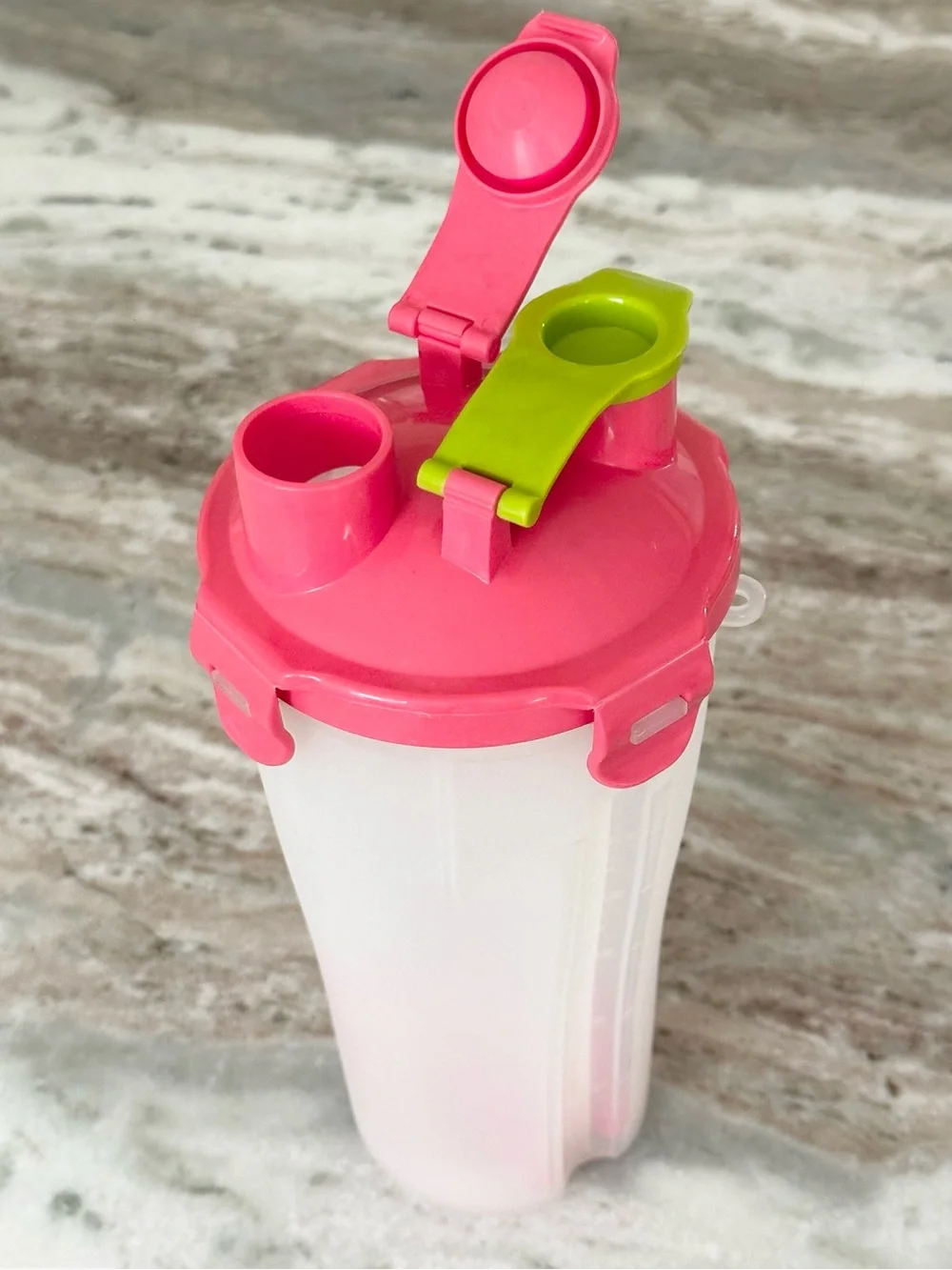 Hydra Cup Dual Shaker Made In USA Pink and Lime Dual Compartment Travel Bottle